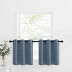 Nicetown Window Tiers For Nursery, Stone Blue Small Window Curtain Panels For Kitchen Room Darkening Grommet Short Curtain Valances For Bathroom/Loft/Dorm/Thanksgiving (W42 X L24 Inch,1 Pair)