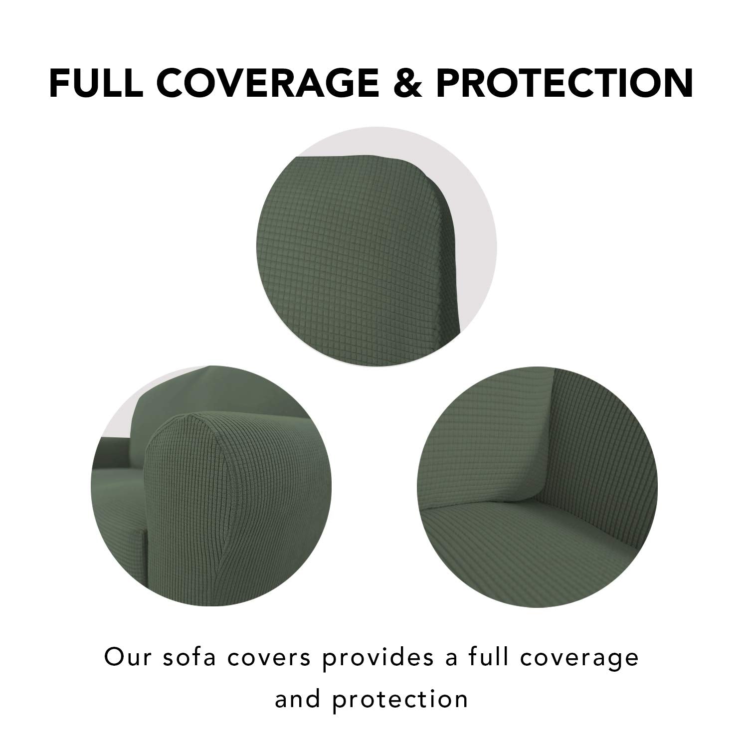 Purefit Stretch Loveseat Sofa Slipcover – Spandex Jacquard Non Slip Soft Couch Sofa Cover, Washable Furniture Protector With Non Skid Foam And Elastic Bottom For Kids (Loveseat, Greyish Green)