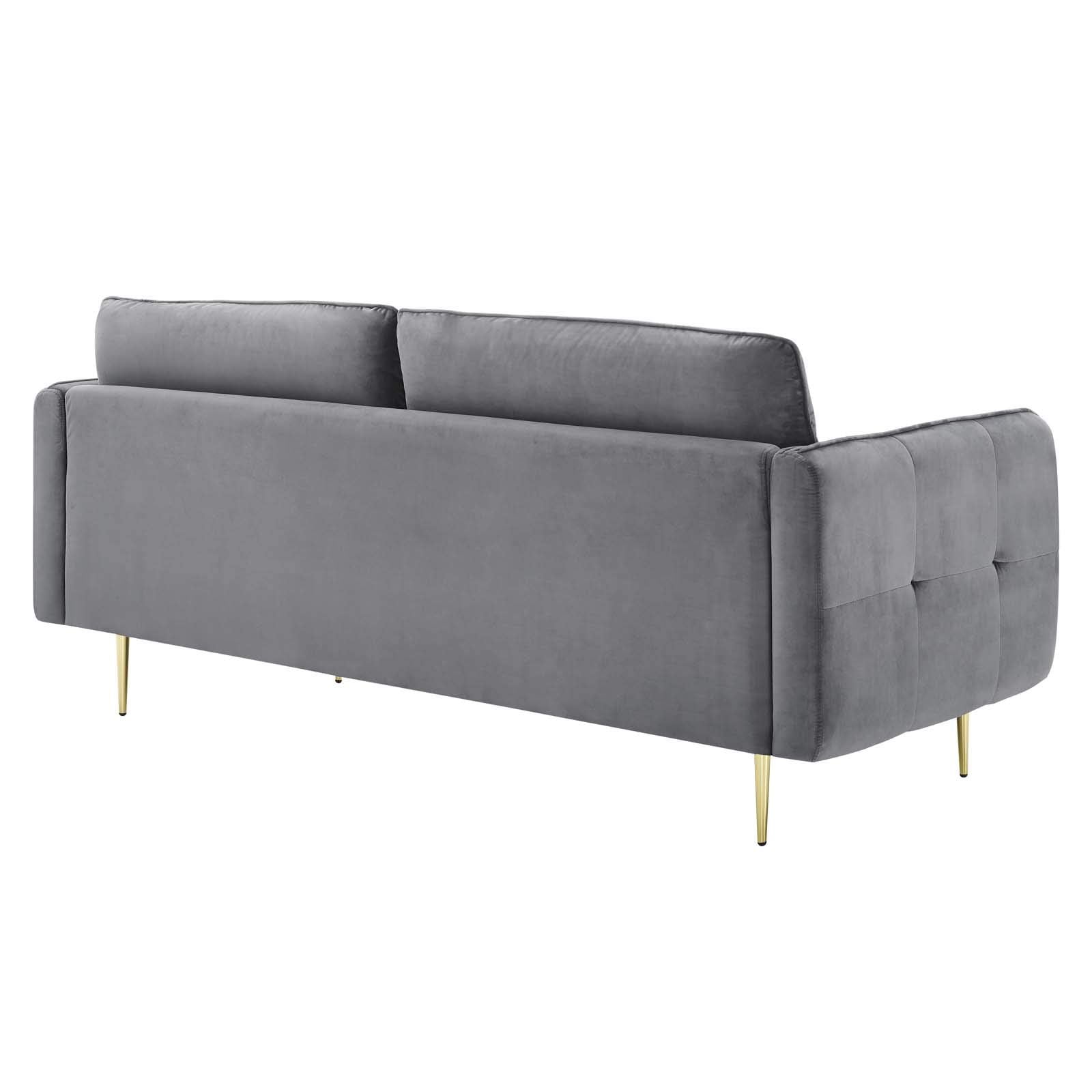 Modway Cameron Tufted Performance Velvet Sofa In Gray