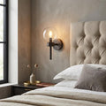 6 Inch Black Metal and Glass Armed Sconce