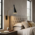 5 Inch Antiqued Gold And Black Metal Swing Arm Wall Light