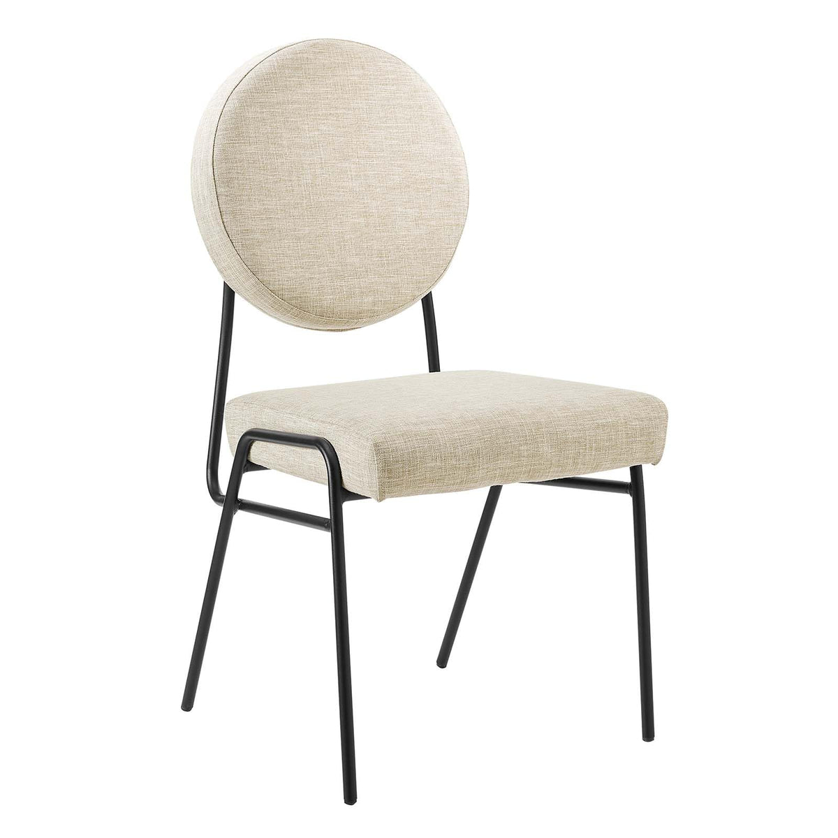Modway Craft Fabric Upholstered Side Dining Chair In Black Beige