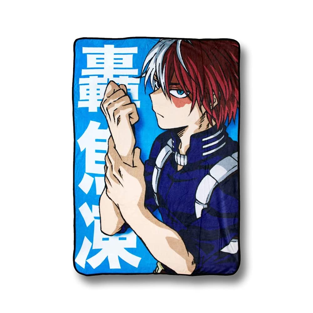 Just Funky My Hero Academia Shoto Todoroki Fleece Throw Blanket | 45 X 60 Inches | Bed Couch D  Cor | Mha | Anime Blanket | Offi