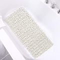 SONGZIMING Bathtub Mat Non Slip Pebble Bath Shower Mat with Drain Holes, Suction Cups Mat for Tub (16 W x 35 L,Beige)