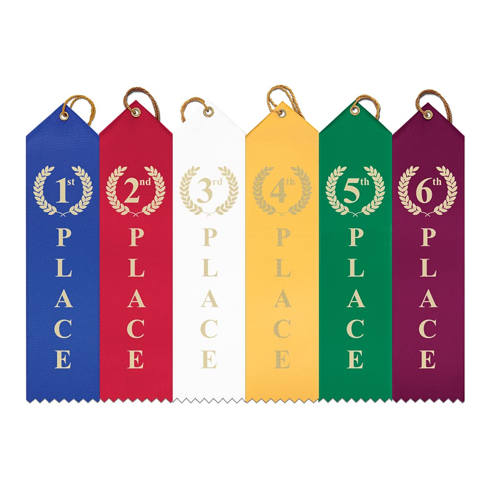 Hodges Badge Company Point Top Award Ribbons - 1St - 6Th - 25 Each (150 Total) - Made In Usa
