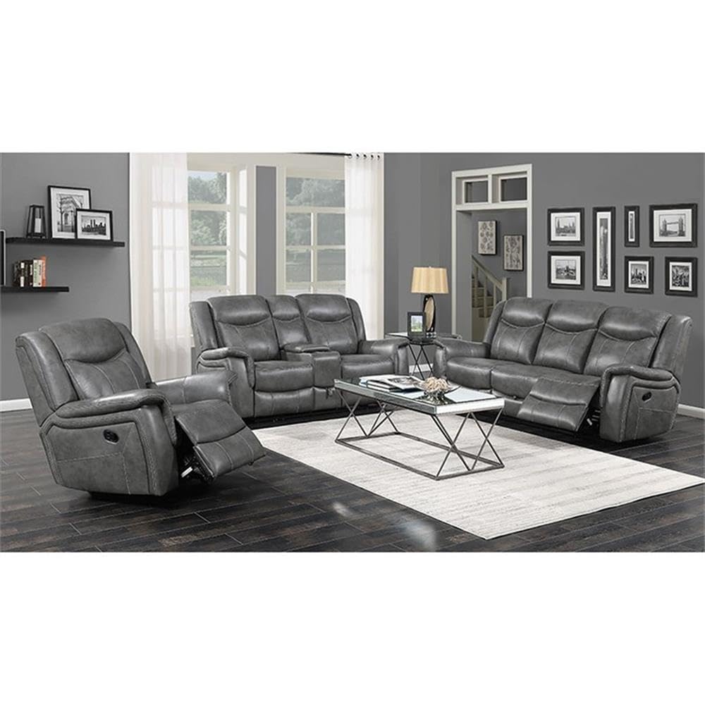 Coaster Conrad Motion Glider Recliner Light Grey Grey/Contemporary/Black