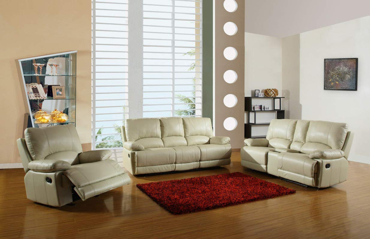 HomeRoots Leather 76'' X 40'' X 41'' Modern Beige Sofa Set with Console Loveseat