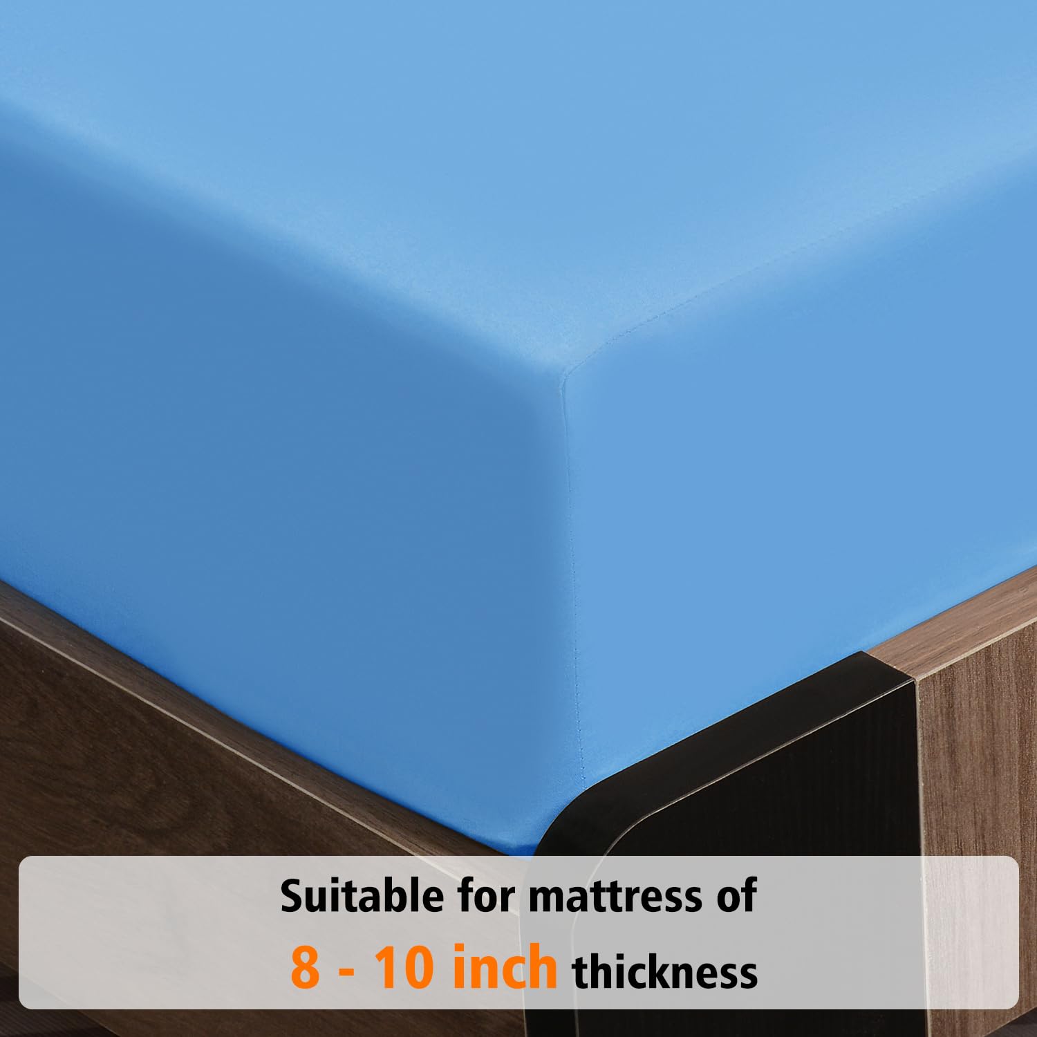 Lirex Fitted Sheet, Full Size 100% Egyptian Cotton 300 Thread Count Soft Breathable Fitted Sheet, 135X190Cm, Sky Blue