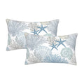 Betginy Summer Coastal Throw Pillow Cover 12X20 Inch Pack Of 2, Beach Seashell Starfish Themed Pillow Covers Square Cotton Ocean