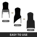 Peomeise 12Pcs Stretch Spandex Chair Cover For Wedding Party Dining Banquet Event (Black, 12)
