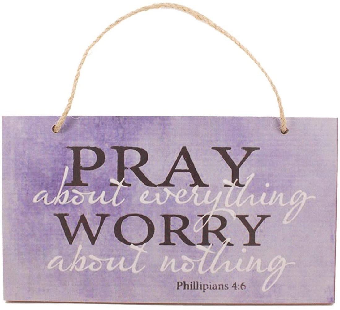 Ergonflow Pray About Everything Wooden Sign Decor 9.5' by 5.75' 41-250 (Premium Edition)