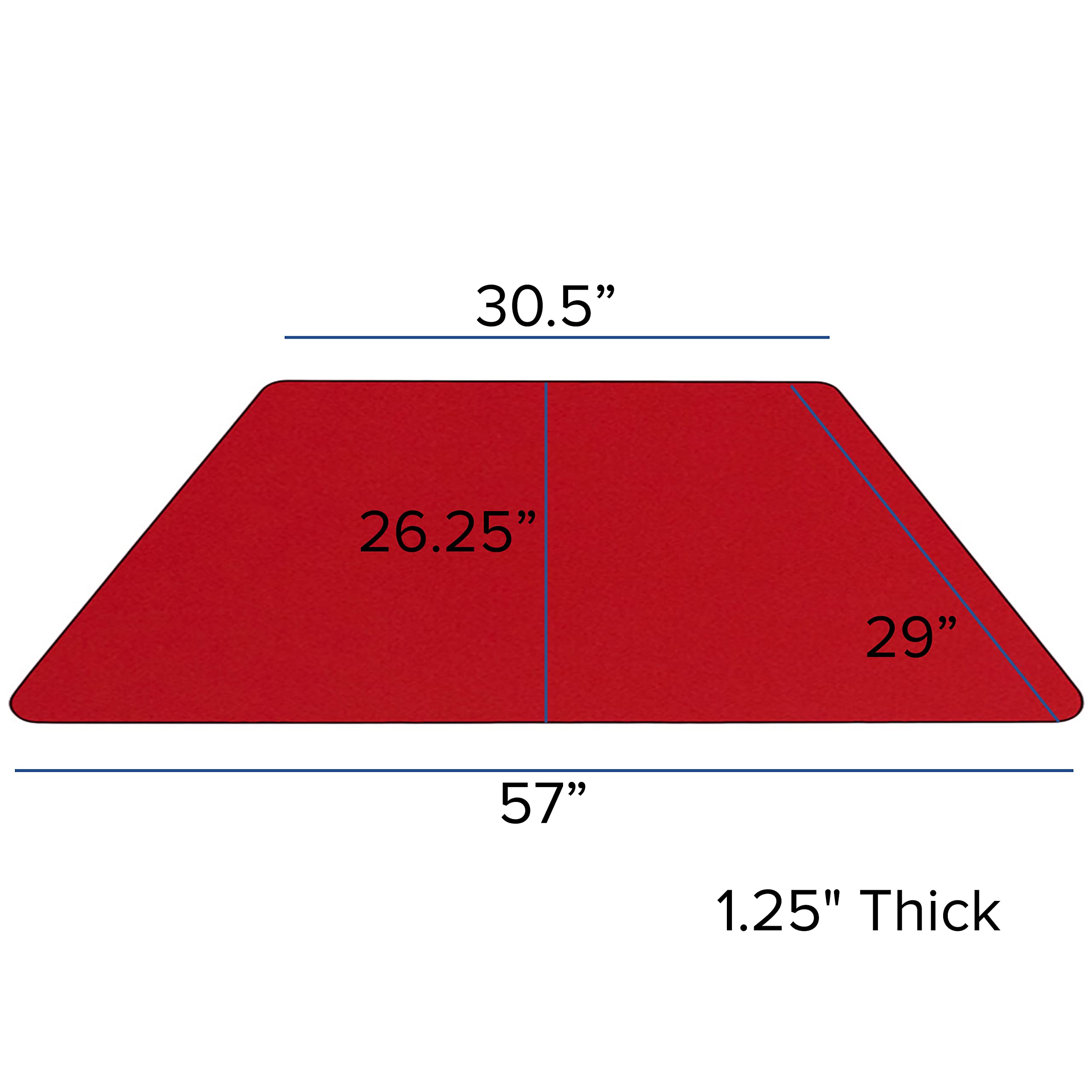 Flash Furniture Wren 29''W x 57''L Trapezoid Red Thermal Laminate Activity Table - Height Adjustable Short Legs