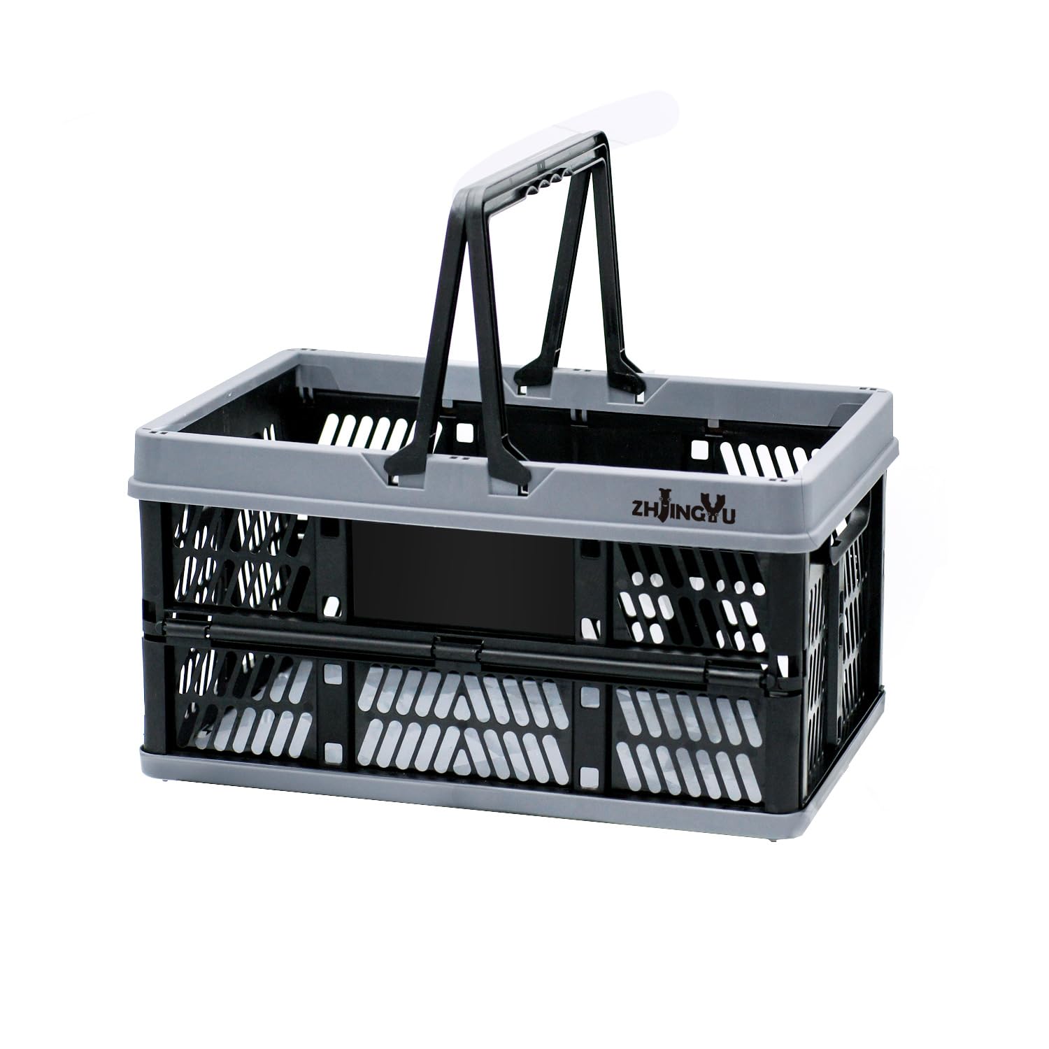 Zhjingyu Collapsible Crates For Storage,Plastic Baskets For Organizing,Collapsible Shopping Basket,20L Foldable Crate With Handl