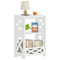 Byfu White Side Table, Small End Table With Storage Shelf, 3-Tier Nightstand Bedside Table Bookshelf Bookcase Display Rack For Small Spaces Bedroom Bathroom Living Room Office