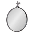 Kate and Laurel Yitro Round Industrial Rustic Metal Framed Wall Mirror, 23.5in x 28.5in, Dark Charcoal