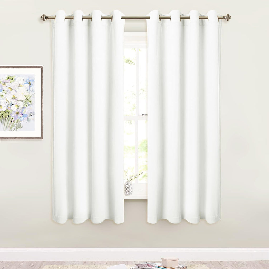 SMILETIME White 63 in Long Velvet Curtains with Grommet, Thermal Insulated Super Soft Privacy Noise Reducing Light Filtering Vel