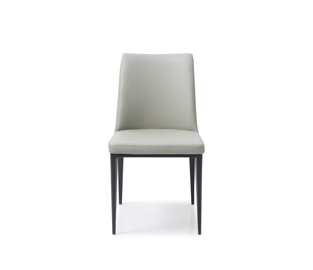 HomeRoots Set of 2 Light Grey Faux Leather and Metal Dining Chairs