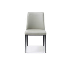HomeRoots Set of 2 Light Grey Faux Leather and Metal Dining Chairs