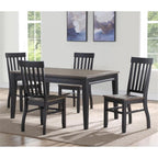 Steve Silver Furniture Raven Noir 5pc Dining Table Set, Driftwood Finish, 60" Rectangular Table 4 Side Chairs, Farmhouse Styling, Dining Room, 64" L x 40" W x 30" H, Black, Brown