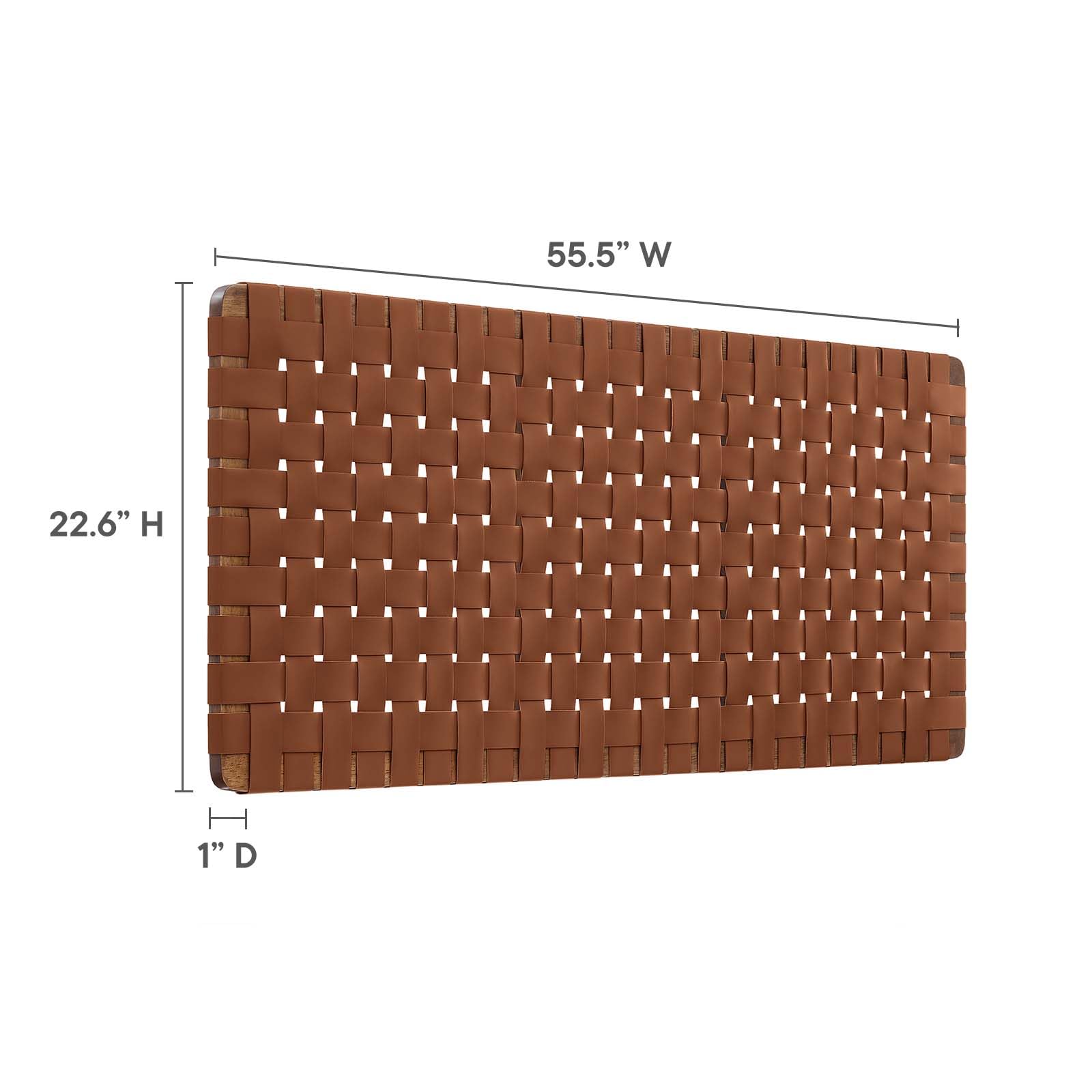 Modway Sparta Vegan Leather Weave Full Headboard in Walnut Brown, Faux Leather Full Headboard Only with Wall Mount Design, Double Headboard for Teenager's Bedroom, Guest Room or Small Bedroom