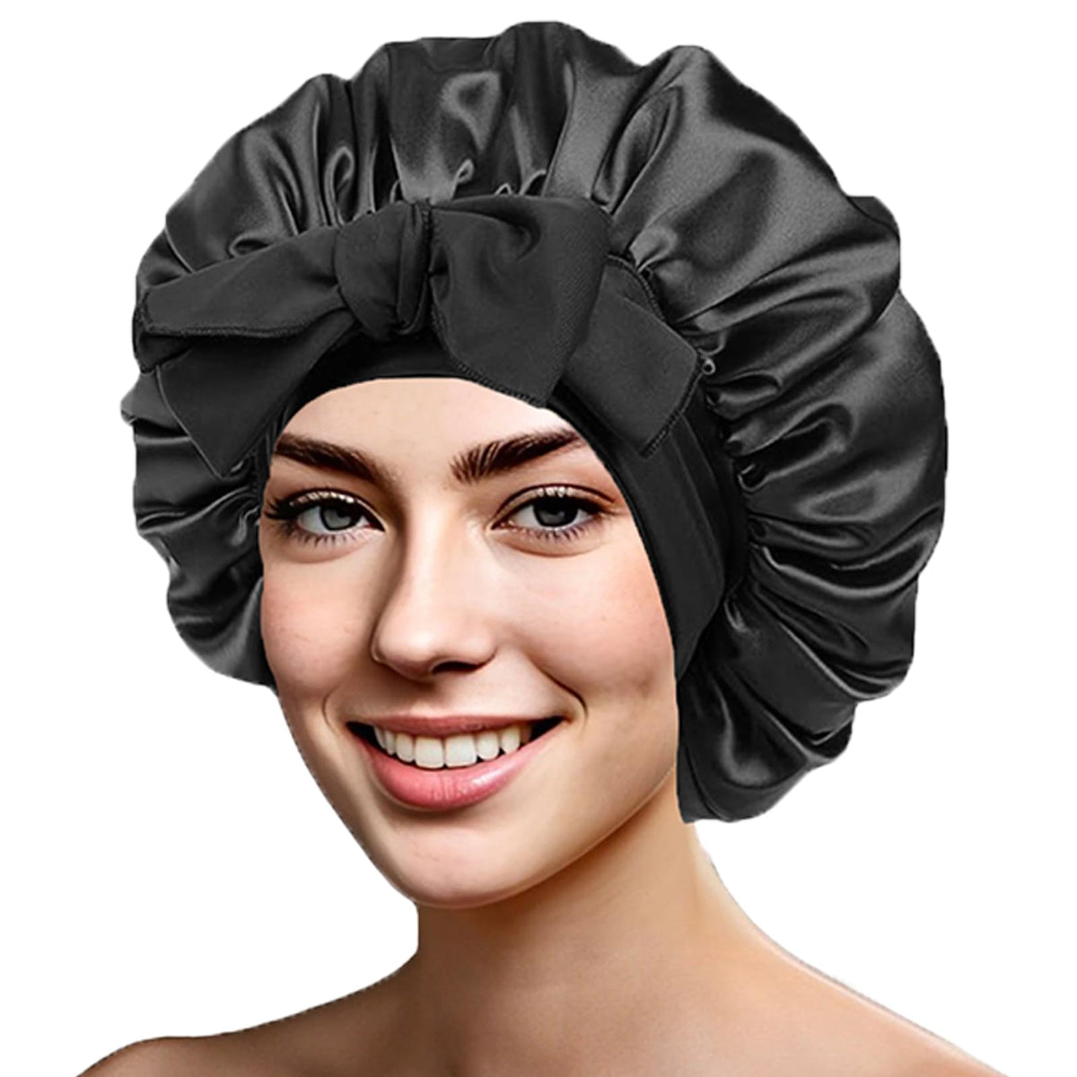 Silk Bonnet Satin Hair Bonnet for Sleeping With Tie Band Large Bonnets with Adjustable Straps Hair Sleep Caps for Women Curly Br