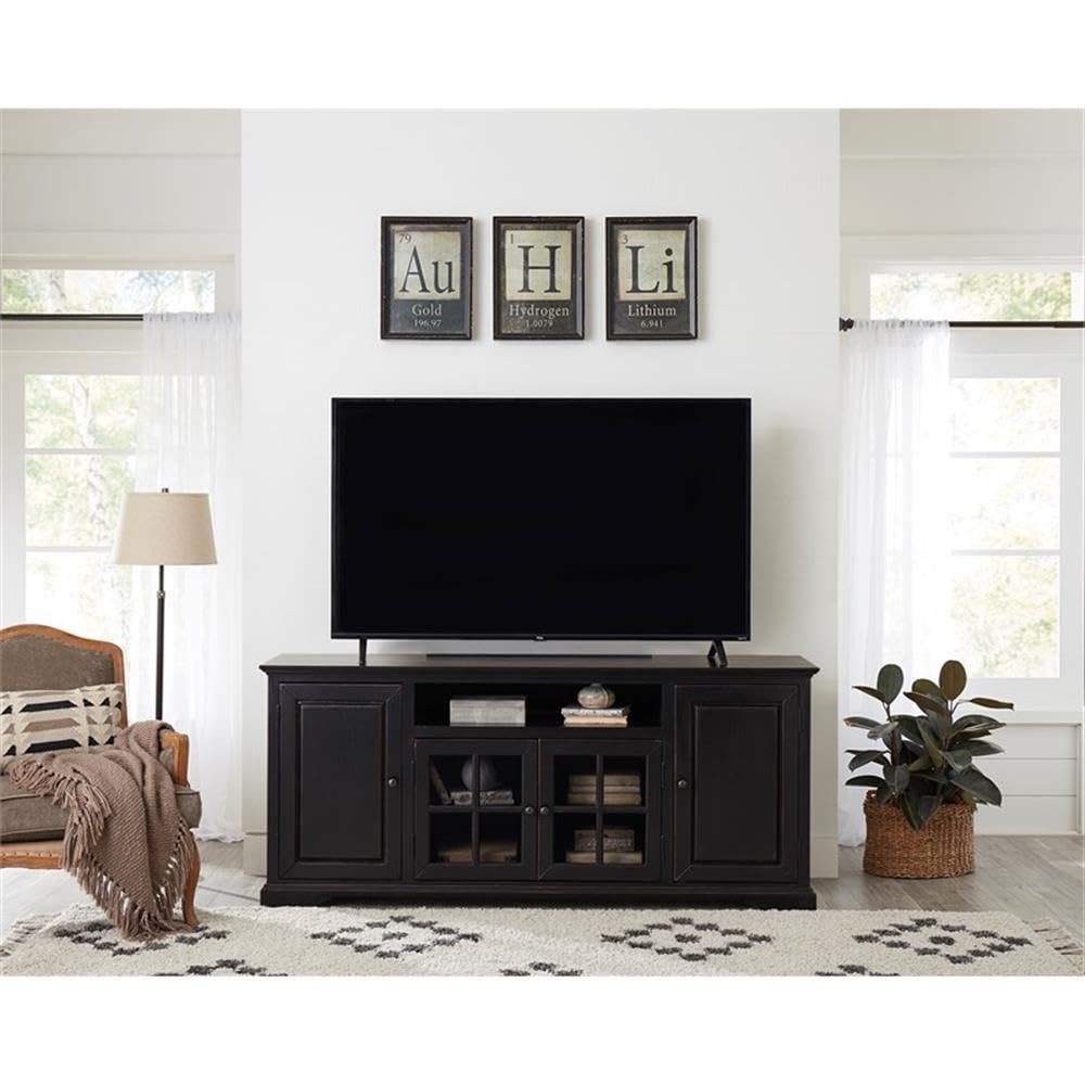 Progressive Furniture Hamilton Wood 74 Inch TV Console in Vintage Black