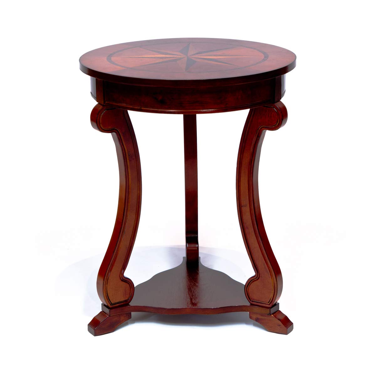 All Things Cedar Classic Accents HF027 Round Pub Table | Cherry Wood Console Table | Birch Veneer, Solid Wood Legs, Interior Drawer | Elegant Wooden Entry Table | 19x19x23