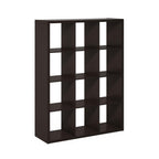Furinno Cubicle Open Back Decorative Cube Storage Organizer, 12-Cube, Dark Oak