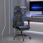 vidaXL Gaming Chair with Footrest - Adjustable Black & Blue Faux Leather Gaming Chair with Foam Filling - Durable & Comfortable Computer Chair for Improved Gaming Experience
