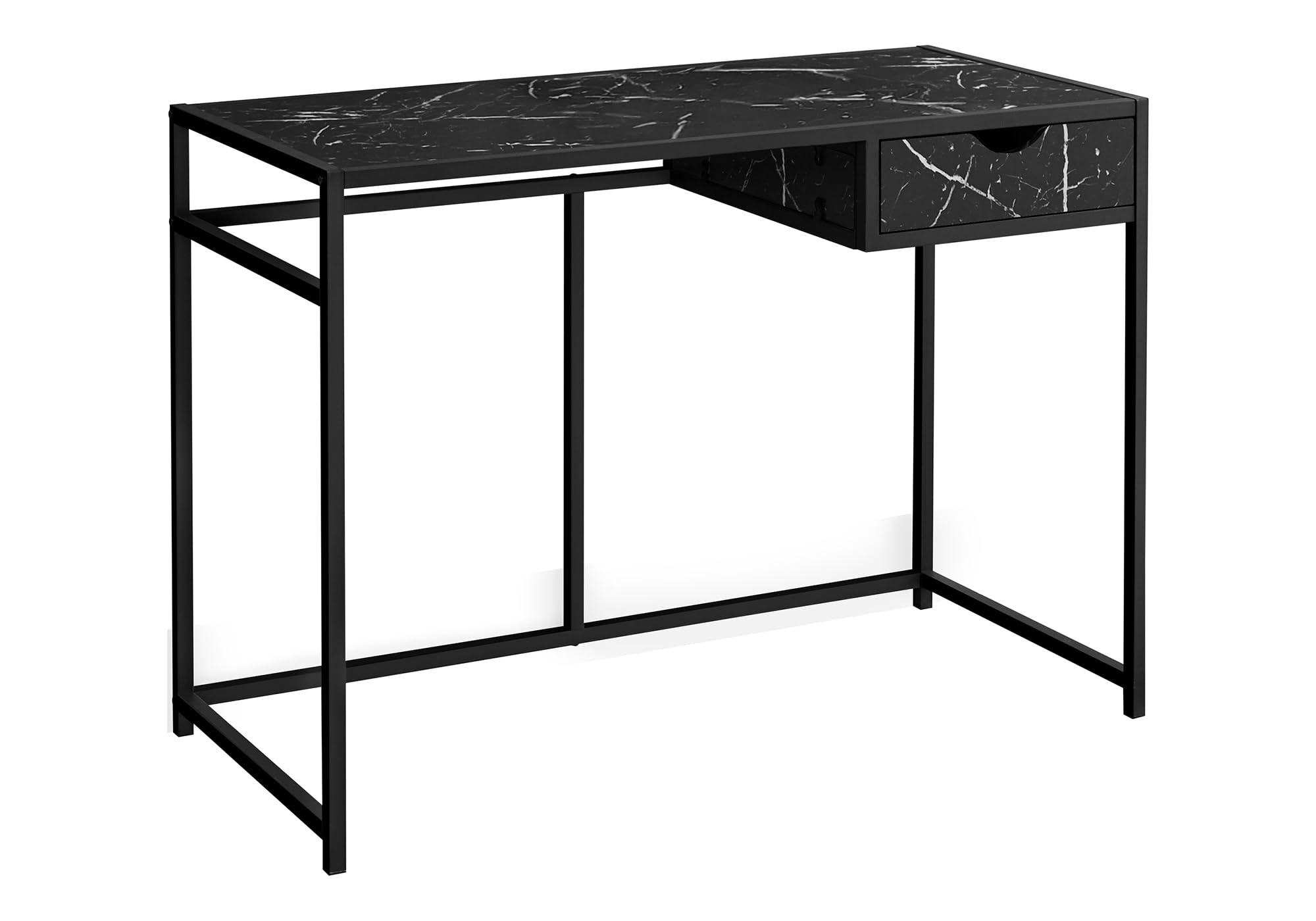 Monarch Specialties 7572 Computer Desk, Home Office, Laptop, Storage Drawer, 42&quot; L, Work, Metal, Laminate, Black Marble Look, Contemporary, Modern Desk-42, 42.25&quot; L X 20&quot; W X 30&quot; H