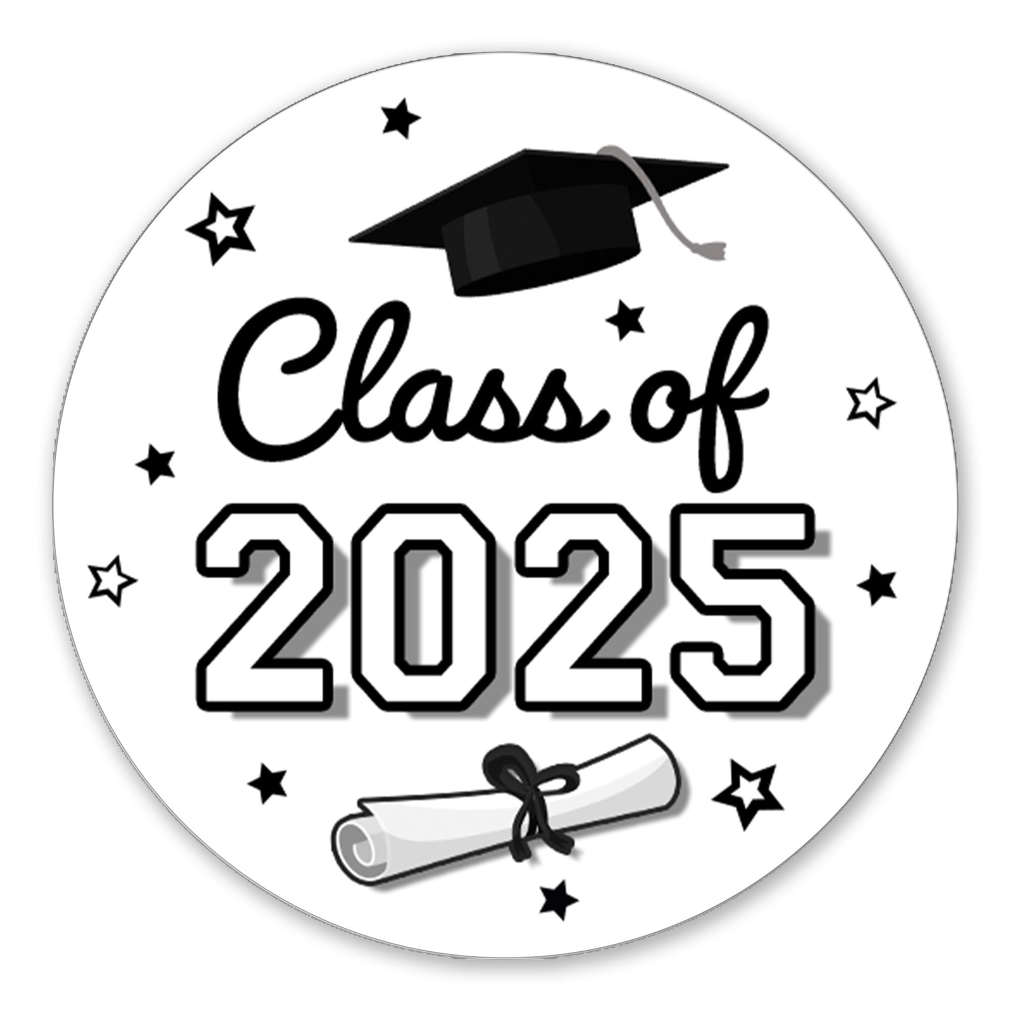 White Graduation Party Favors Stickers, Class Of 2025 Graduation Envelope Seals, Candy Stickers - 40 Count