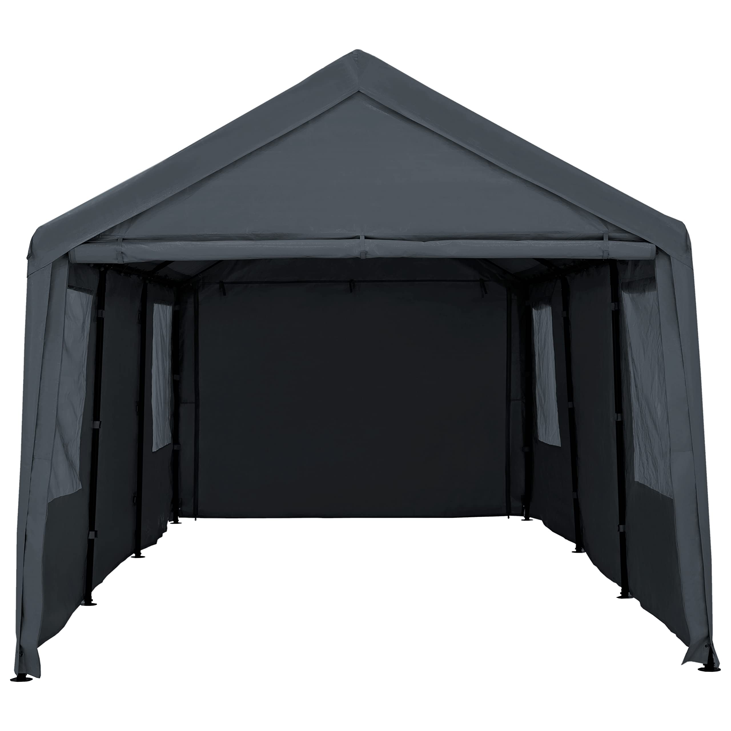 Nowensol Carport Canopy 10X20Ft Heavy Duty With Removable Sidewalls & Doors, Portable Car Port Garage Shelter For Boat, Party, O