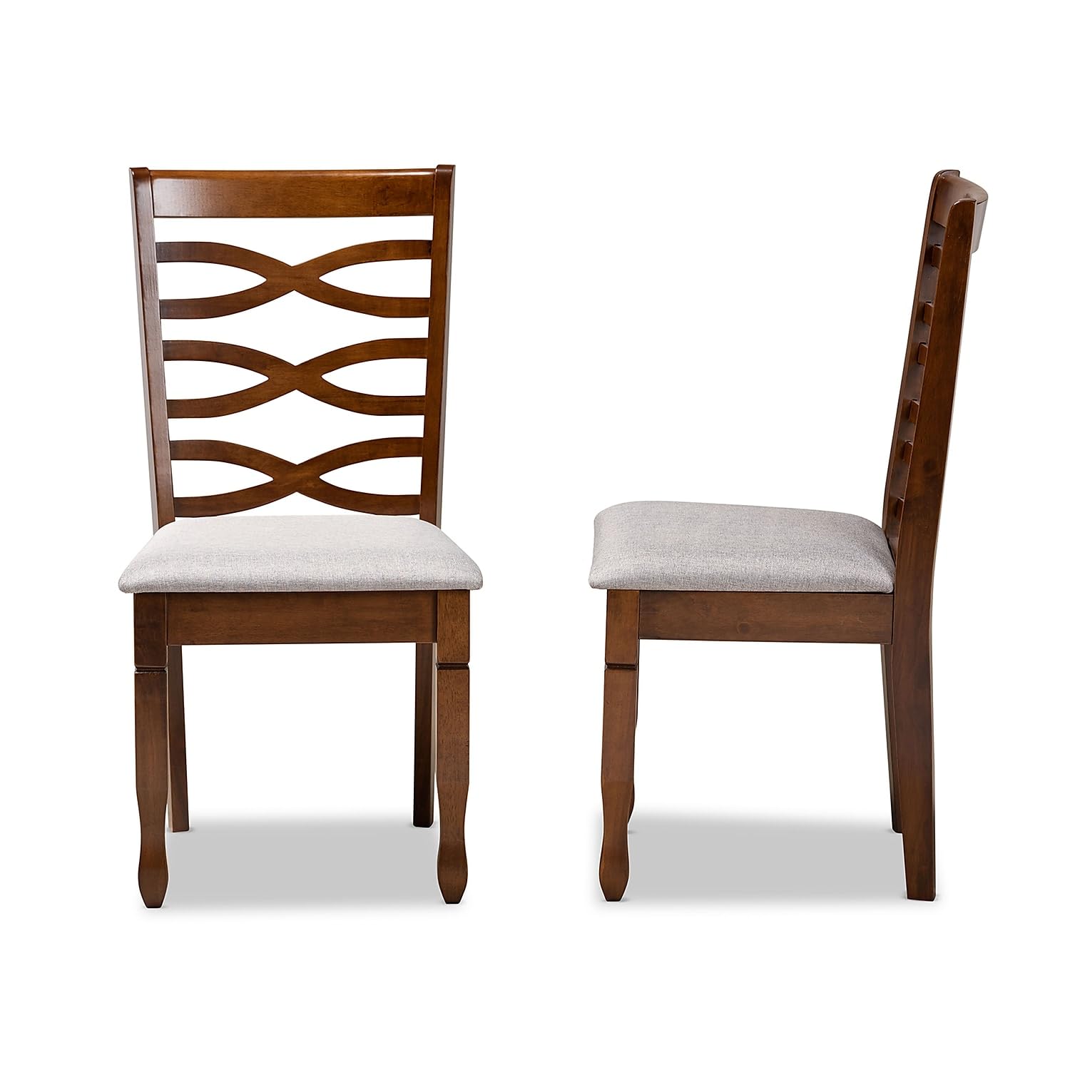 Baxton Studio Lanier Grey and Brown Finished Wood 2-Piece Dining Chair Set