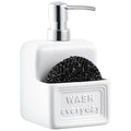RQYIXI 2in1 Ceramic Soap Dispenser with Sponge Holder,White,15 Oz