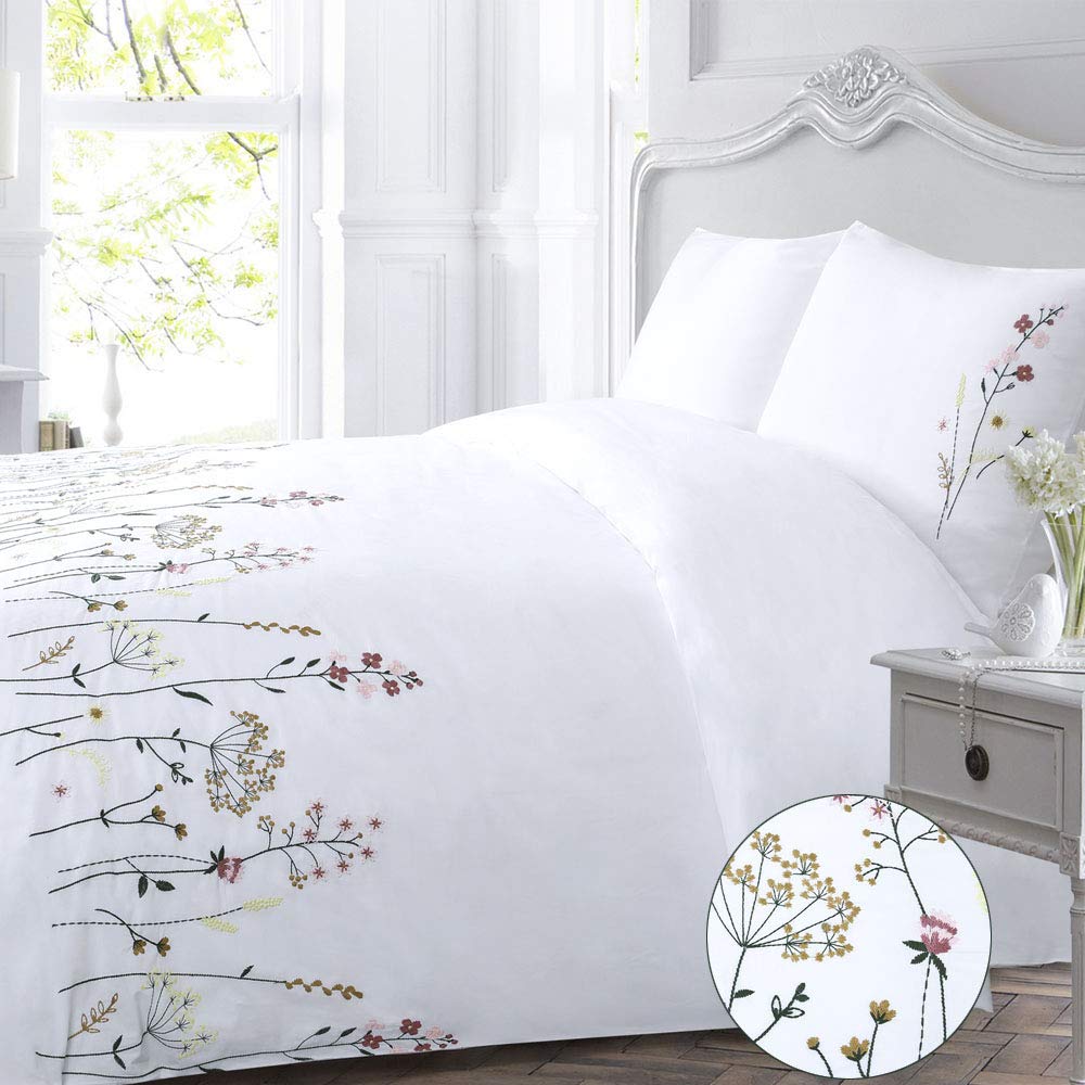 Yinfung Floral Duvet Cover Set White King Flower Cotton Flowered Elegant Pink French Country Girls Spring Coquette Pretty Botani