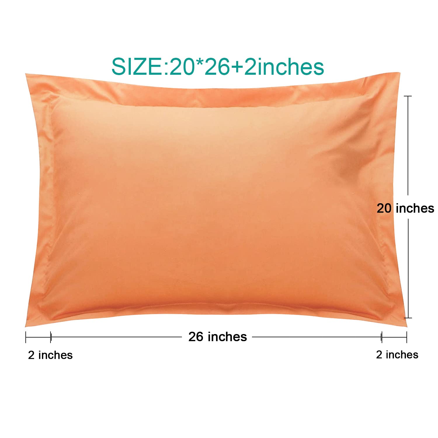 Ntbay 100% Brushed Microfiber Standard Pillow Shams Set Of 2, Super Soft And Cozy, Wrinkle, Fade, Stain Resistant 20X26 Inches Oxford Pillowcases, Pale Orange