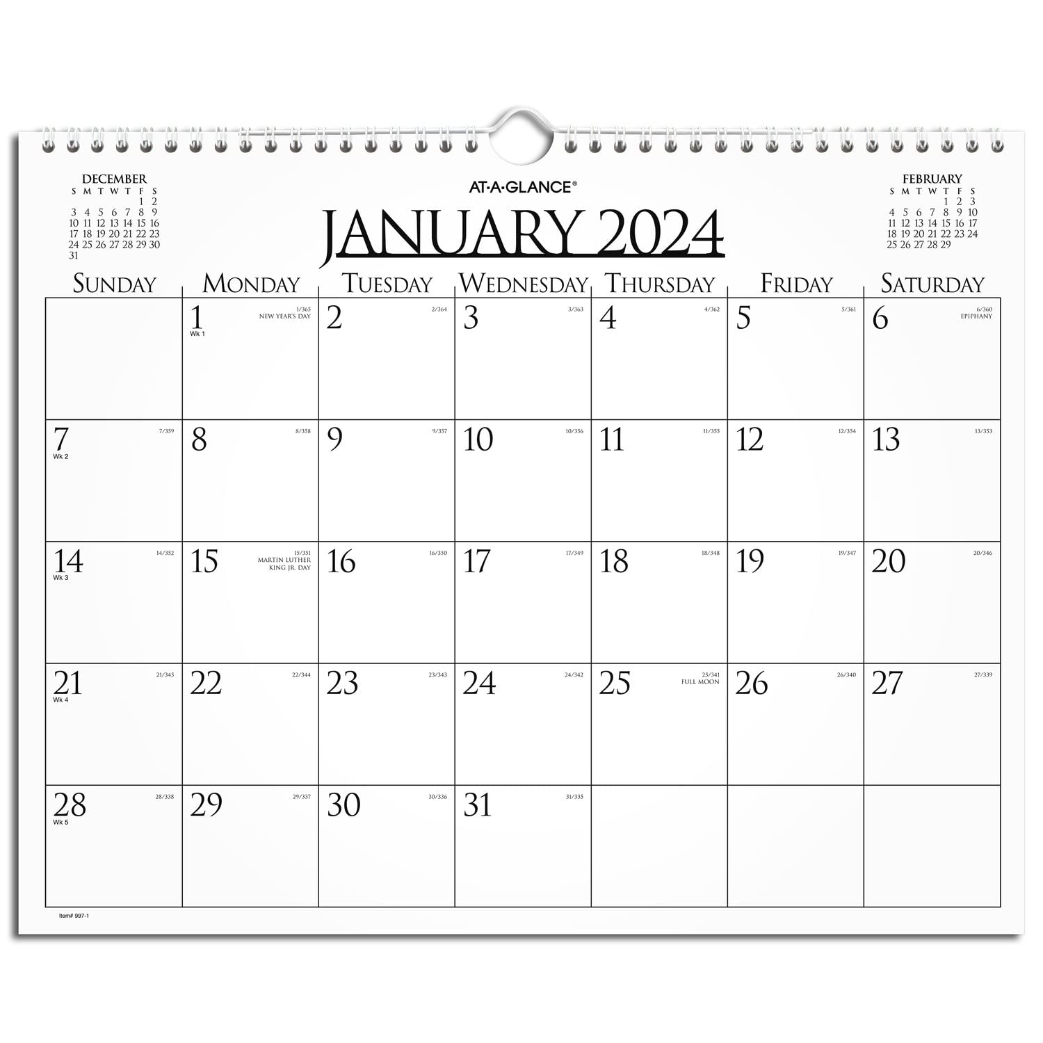 At-A-Glance 2024 Monthly Wall Calendar, 15' X 12', Medium, Business (997-1-24)