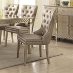 Acme Kacela Faux Leather Tufted Dining Side Chair in Champagne Brown