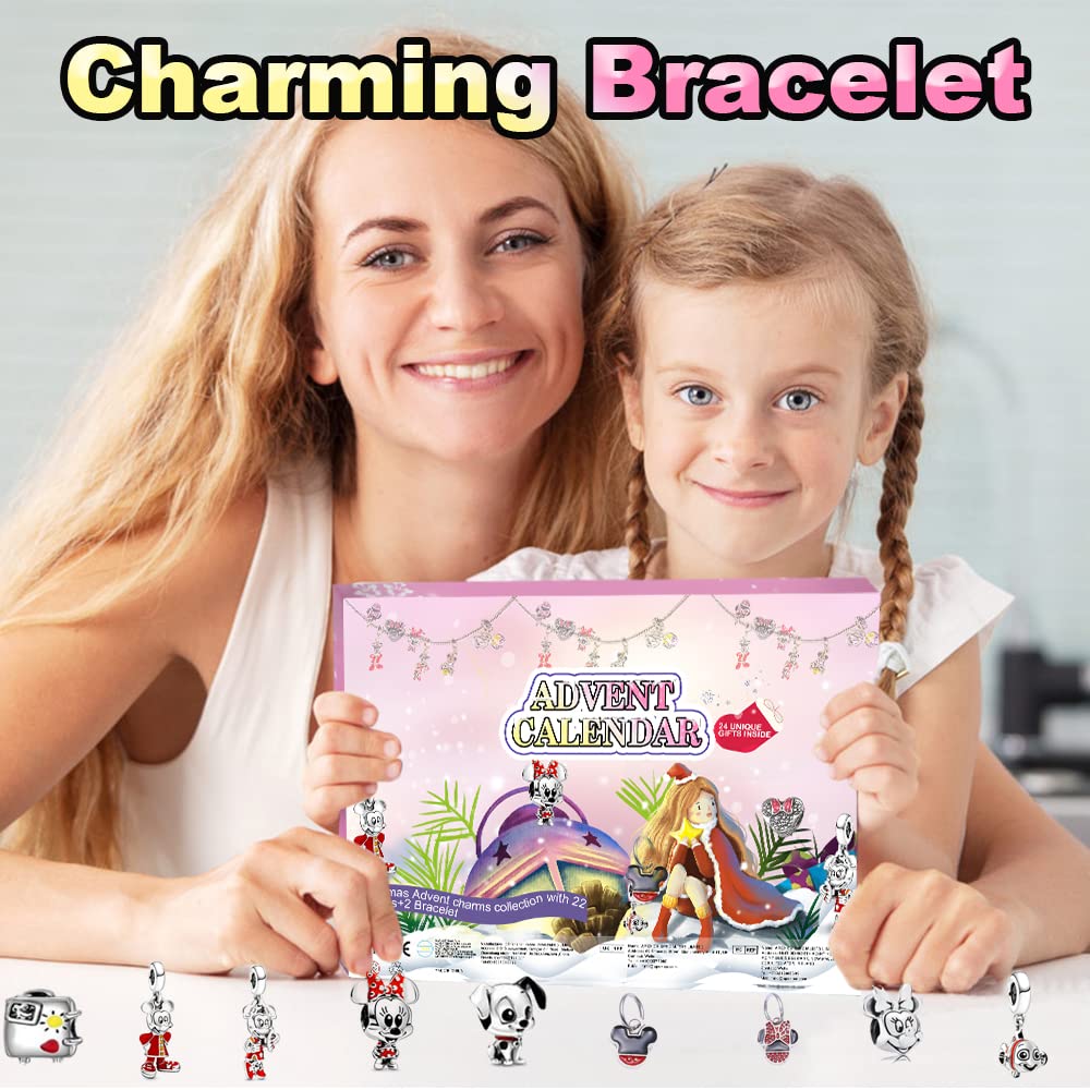 2024 Advent Calendar Christmas 24 Days Countdown Calendar With Diy Charm Bracelet Surprise Christmas Jewelry Gift For Girls Daug