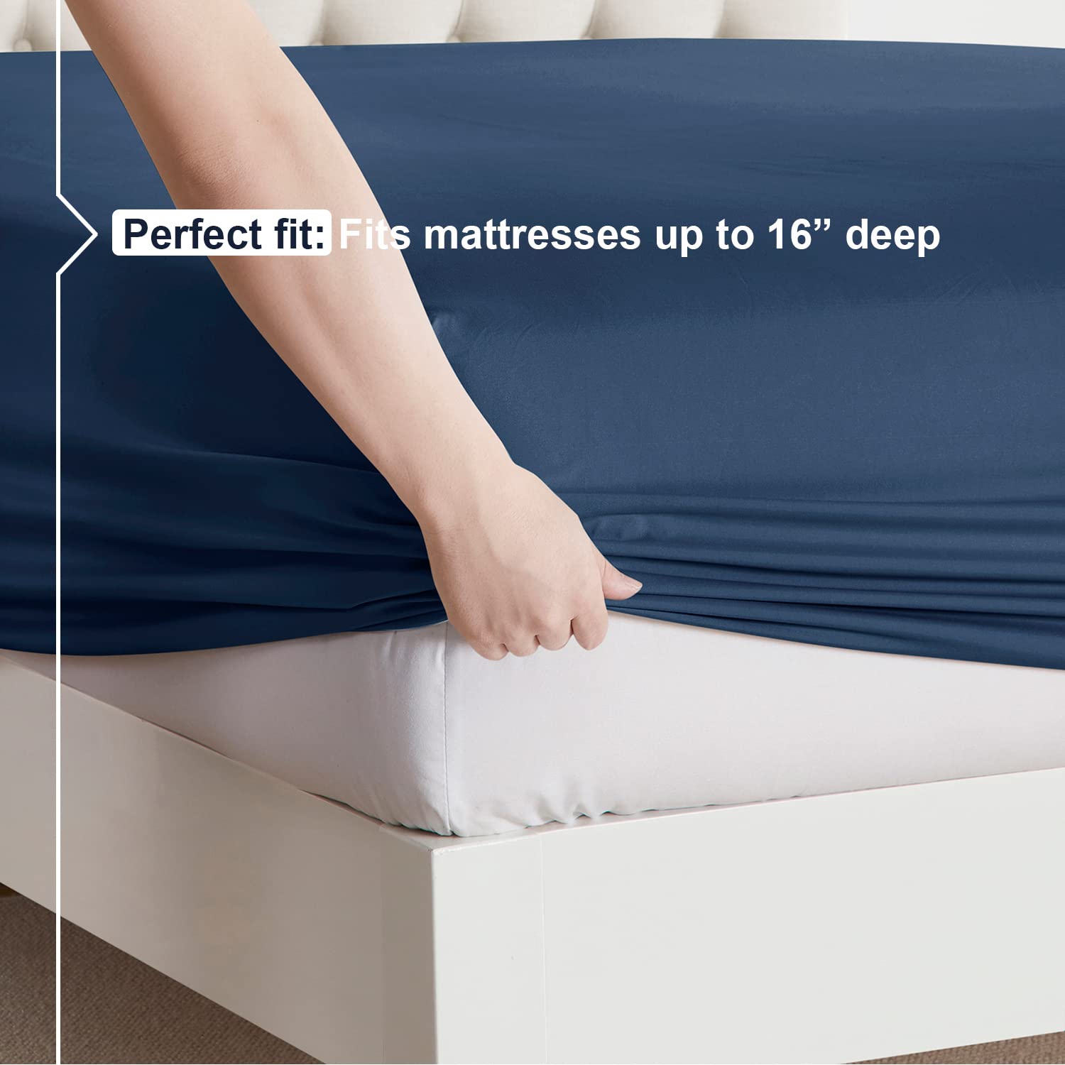 Nestl Full Size Sheet Sets - 4 Piece Full Size Sheets, Deep Pocket, Hotel Luxury, Extra Soft, Breathable And Cooling, Navy Blue Bed Sheets For Full Size Mattress