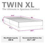 vidaXL Bed Frame Dark Gray 39.4"x79.9" Twin XL Fabric