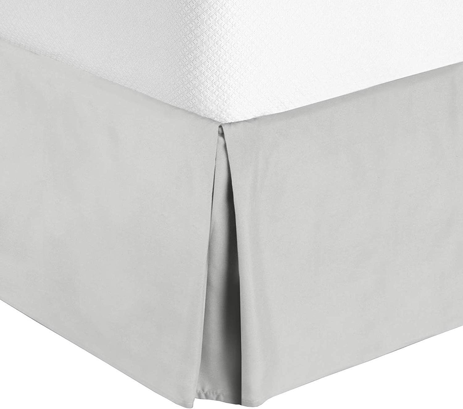 Valencia Beddings Split Corner Bed Skirt 18 Inch Drop King Size 100% Natural Cotton Wrinkle And Fade Resistant King Size, Silver