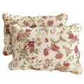 Vctops Boho Floral Patchwork Pillow Shams Pack Of 2 Farmhouse 100% Cotton Quilted Soft Decorative Pillow Cases Set (Flower,Queen