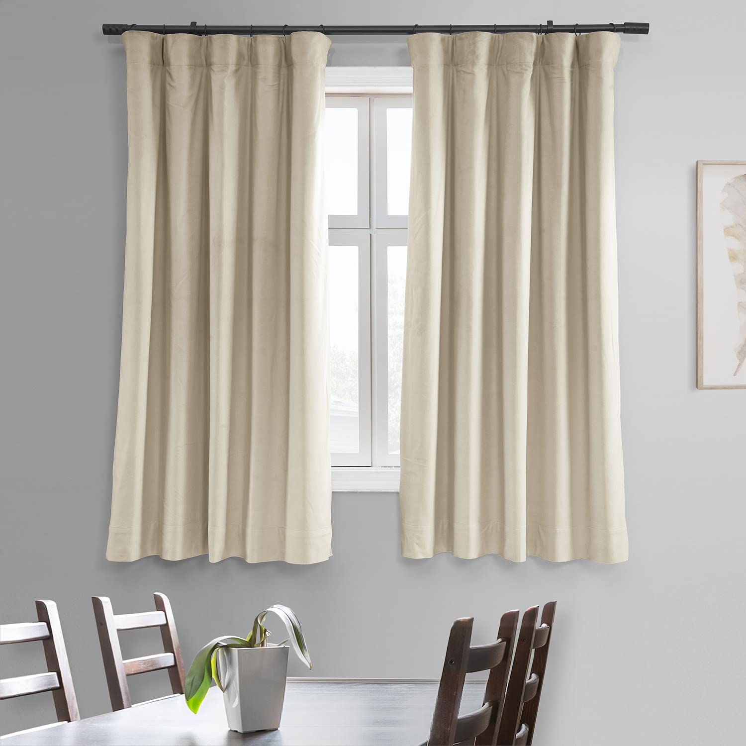 Hpd Half Price Drapes Signature Velvet Thermal Blackout Curtains For Living Room 63 Inch Long (1 Panel) Rod Pocket Insulated Blackout Curtains For Bedroom Window Curtains, 50W X 63L, Alabaster Beige