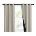 NICETOWN Natural 100% Blackout Lined Curtains, 1 Pair, 37 Width x 40 Length Each Panel, 2 Thick Layers Narrow Wide Window Treatm