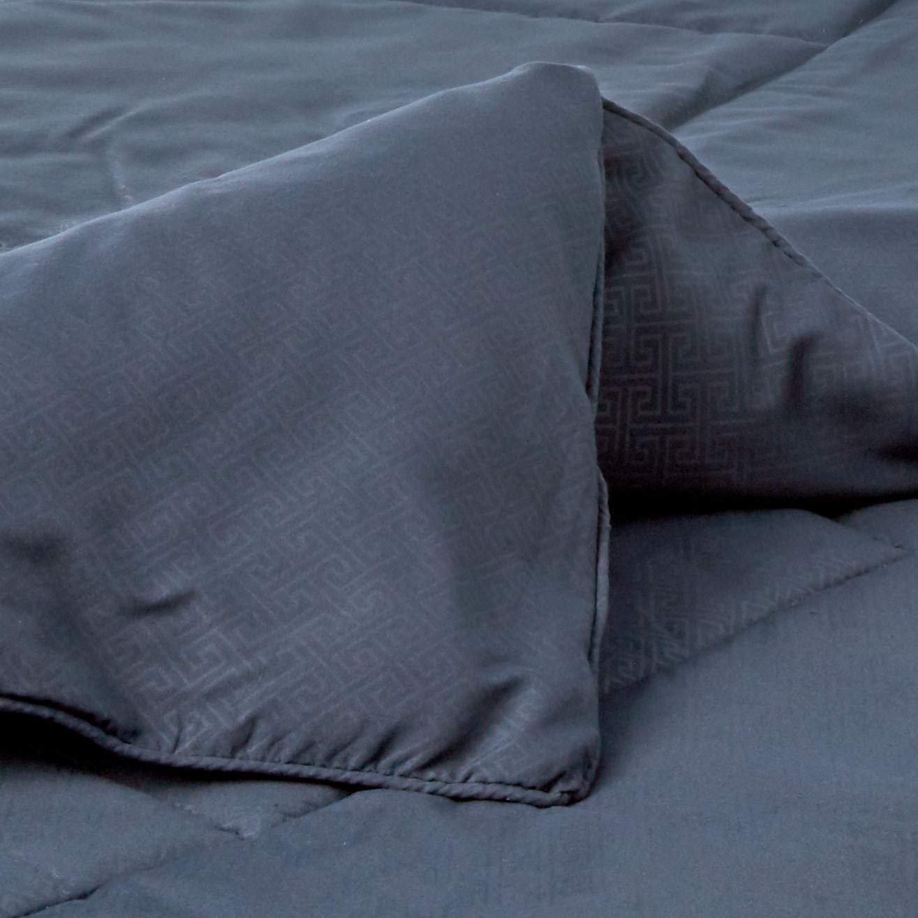 Queen Comforter Set 8 Piece Bed In A Bag With Bed Skirt, Fitted Sheet, Flat Sheet, 2 Pillowcases, 2 Pillow Shams, Queen, Greek Key Navy