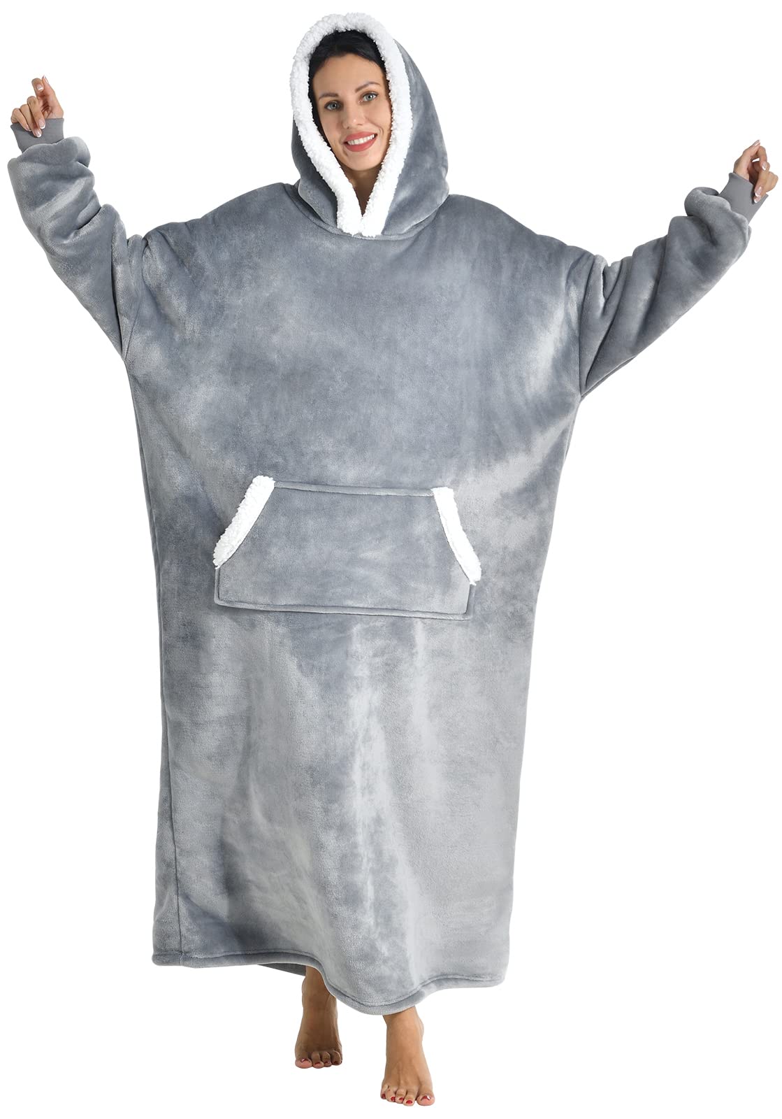 Wearable Blanket Hoodie For Women/Kids/Men, Oversized & Cozy Sherpa Lined Hoodie Sweatshirt Blanket