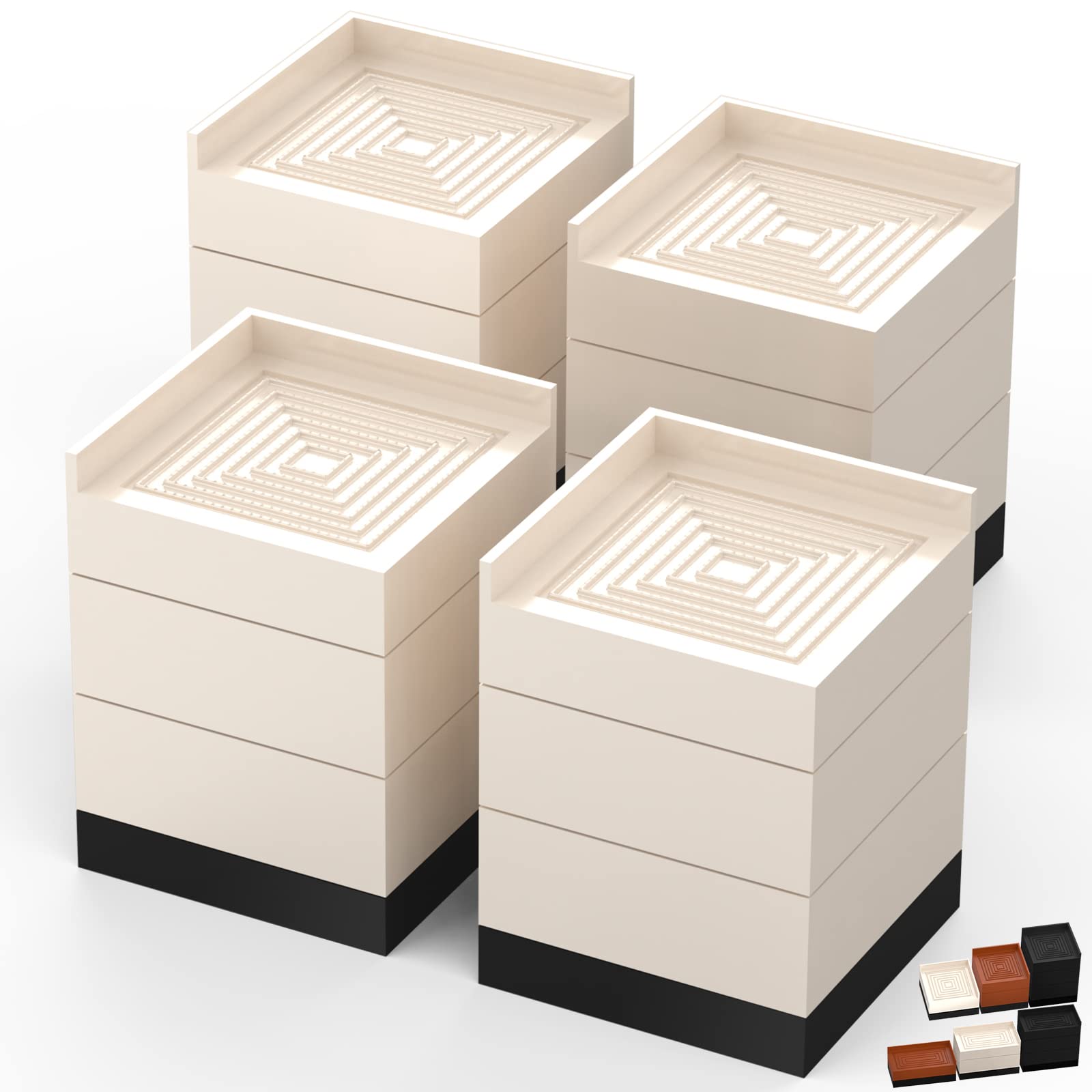 Furniture Risers, Tclouda Bed/Sofa/Desk/Table/Chair Leg/Fridge Lifts To 1.5, 3 And 4 In, Square Adjustable Risers Blocks For Ext