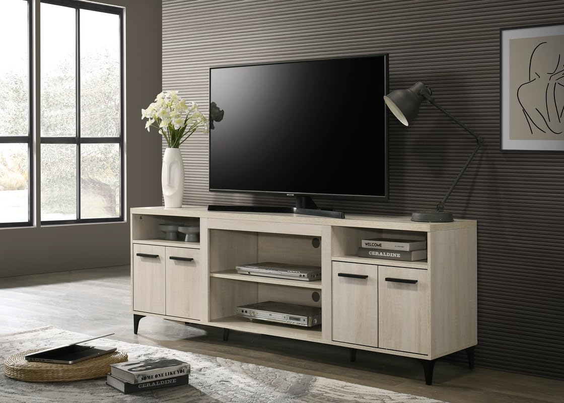 LILOLA LIVING Evander 70" W Oak Finish 4-Door TV Stand