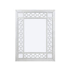 Acme Varian Rectangular Wooden Frame Mirror In Mirrored And Antique Platinum